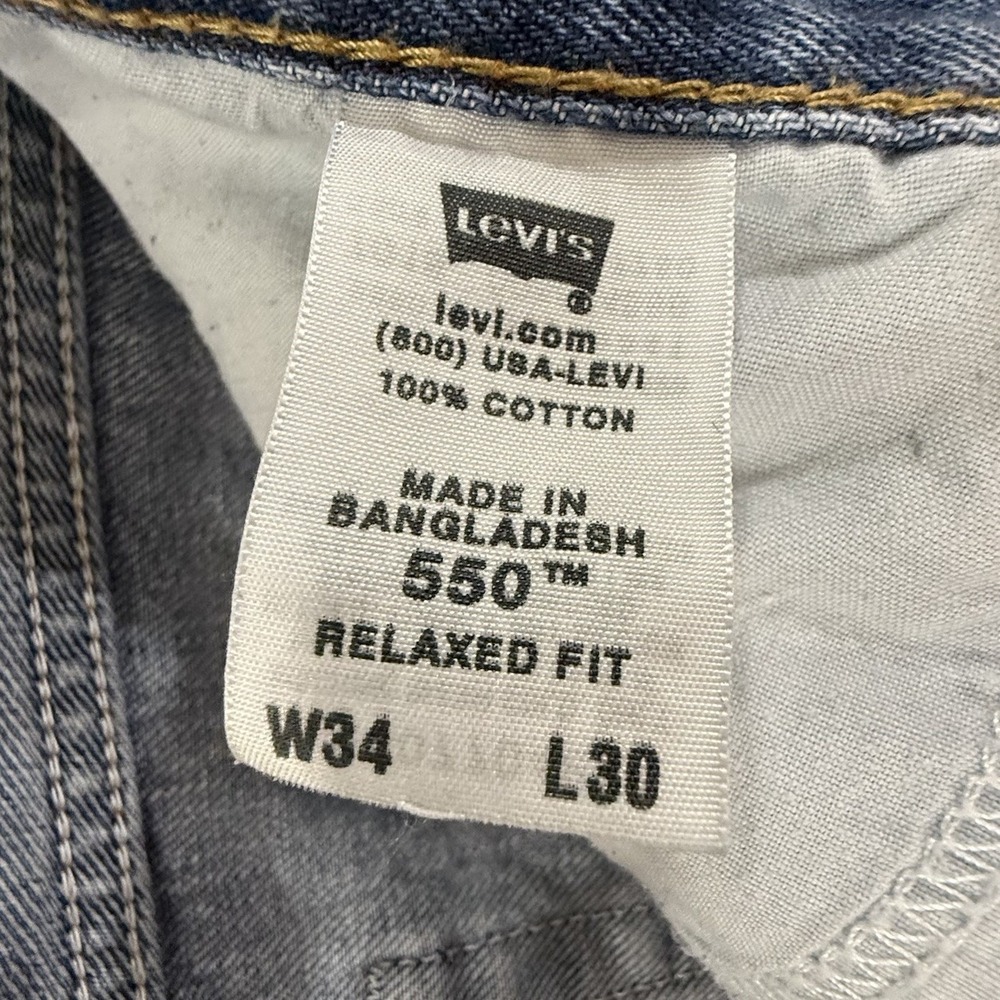 Y2K Levi's 550 Relaxed Fit 34x30(32x29)  Stone Washed Denim Tapered 2009 - Picture 15 of 16